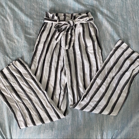 Striped High Rise Wide Leg Pants - Picture 1 of 9